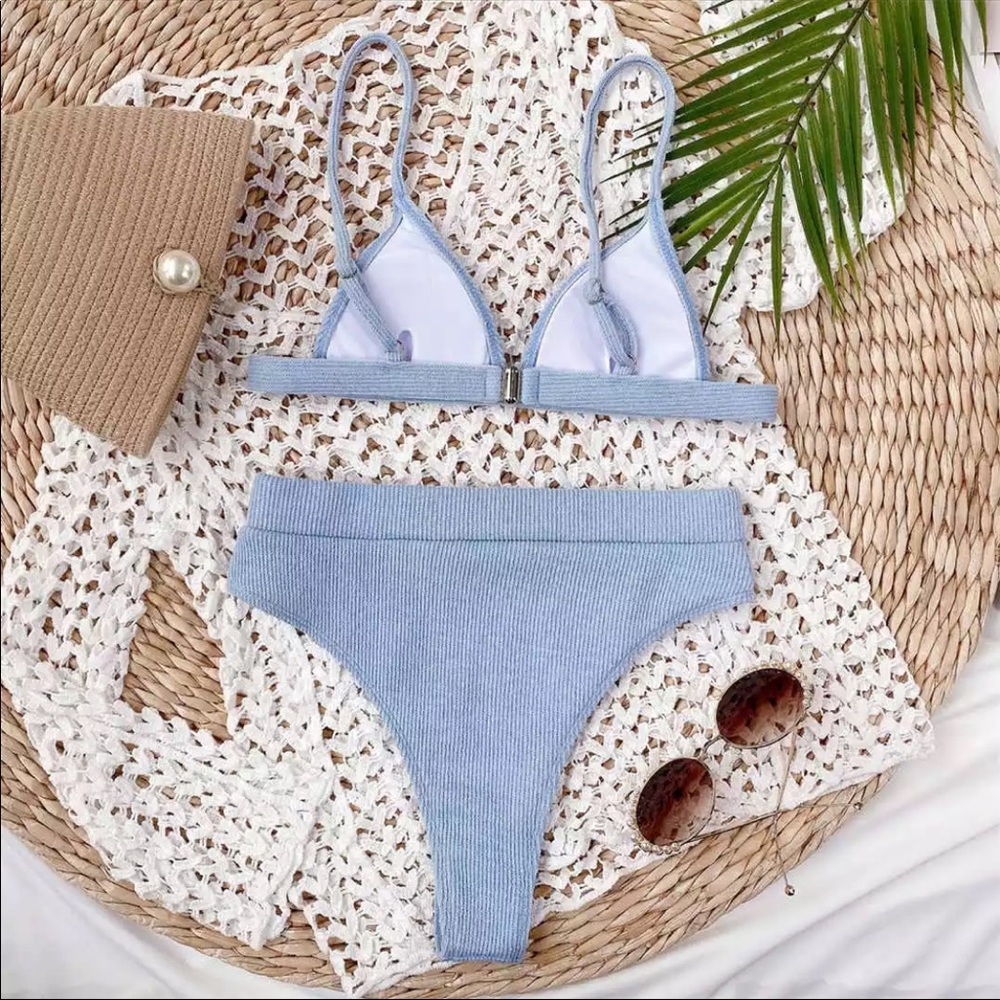 LAST L🎉💙Chelsea Skyblue Ribbed High Rise Bikini 💙 - Picture 3 of 6